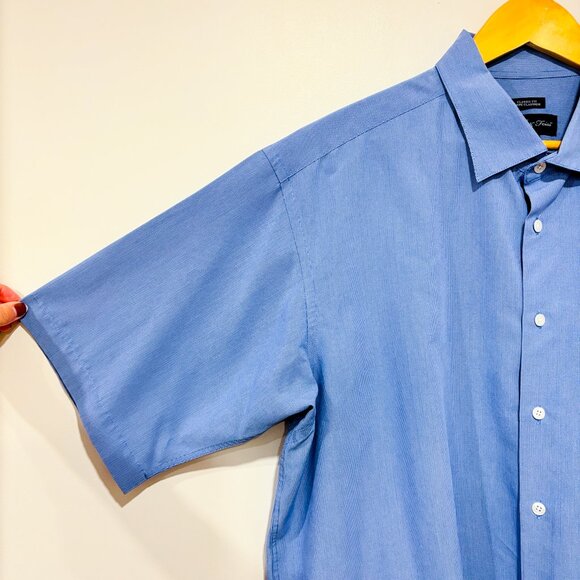 JOSEPH & FEISS | Light blue micro-check short-sleeve shirt | Soft modal | XL * - Picture 4 of 7
